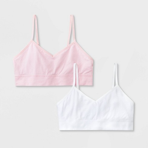 Girls' Solid 2pk Ribbed Longline Bra - Art Class™ Pink : Target