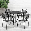 Emma and Oliver Commercial Grade 28" Square Black Folding Patio Table Set-4 Round Back Chairs - image 2 of 4