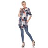 Women's  Roll Tab Sleeve Plaid Buttoned Top - White Mark - 3 of 4
