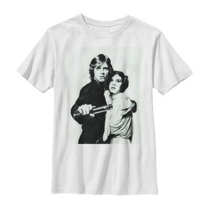 Boy's Star Wars Luke and Leia Grayscale T-Shirt - 1 of 4