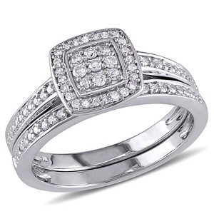 EVERLY JEWELRY | Sterling Silver 1/4 CT Diamond TW Bridal Set Ring - 1 of 4