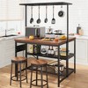 Kitchen Island with Stools, Storage, Power Outlet, Bakers Rack, Microwave Oven, for Kitchen Dining Living Room, Brown - 4 of 4