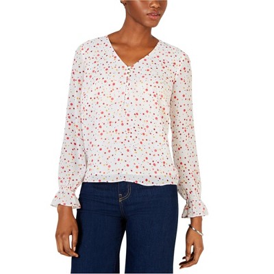 maison Jules Womens Woven Fixture Peasant Blouse