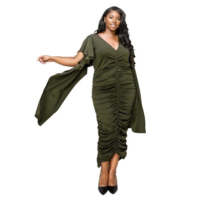 L I V D Women's Nadia Ruched V Neck Dress