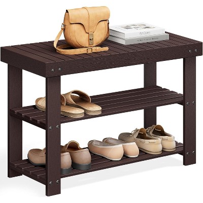 3-Tier Bamboo Shoe Rack Bench - Supports 286lbs, Natural Wood Storage Organizer for Entryway, Bathroom, and Bedroom