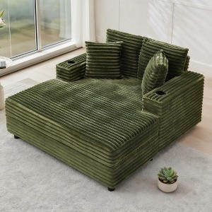 60" Oversized Chaise Lounge Chair Indoor, Upholstered Sleeper Sofa Bed with w/Cup Holder & USB & Type C Charging Port - 1 of 4