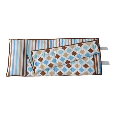 Bacati - Mod Dia/Stripes Aqua Teal Beige Brown Toddler Nap Mat