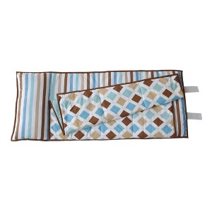 Bacati - Mod Dia/Stripes Aqua Teal Beige Brown Toddler Nap Mat - 1 of 4