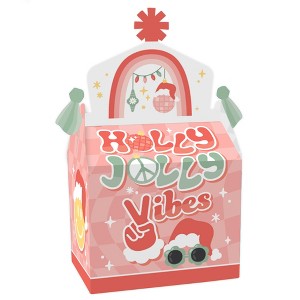 Big Dot of Happiness Groovy Christmas - Treat Box Party Favors - Pastel Holiday Party Goodie Gable Boxes - Set of 12 - 1 of 4