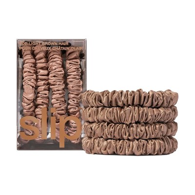 Slip 4 Pack Silk Skinny Scrunchies 100% Mulberry Silk, Anti-Crease, Gentle on Hair, stylish & Durable, Ideal for All Hair Types