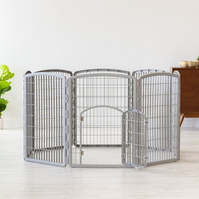 Silver 34"H Plastic 8-Panel Pet Playpen with Door