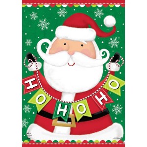 Santa Ho Ho Ho Christmas House Flag Holiday 28" x 40" Briarwood Lane - 1 of 4