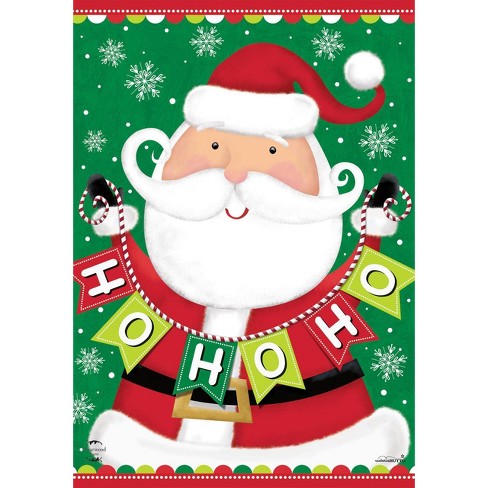 Santa Ho Ho Ho Christmas House Flag Holiday 28" x 40" Briarwood Lane - image 1 of 4