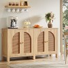 Lantine Sideboard Buffet Cabinet, 59" Rattan Credenza Kitchen Storage Buffet Cabinet with 4 Doors for Dining Room, Kitchen - 2 of 4