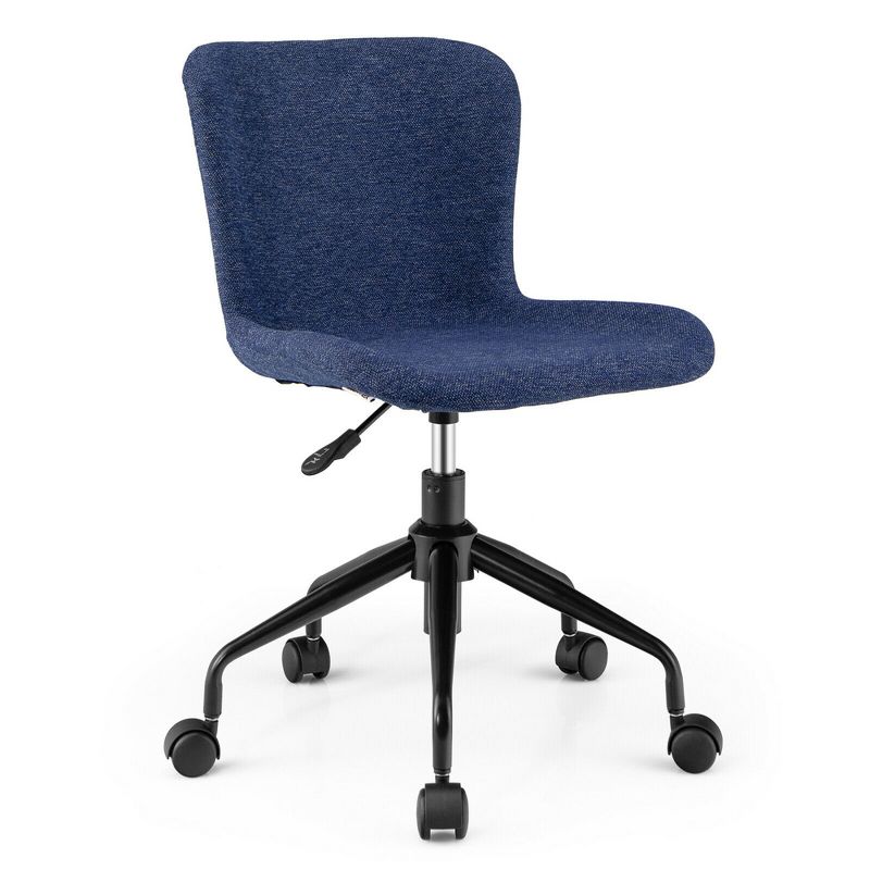 Costway Mid Back Armless Office Chair Adjustable Swivel Linen Task Chair, 1 of 11