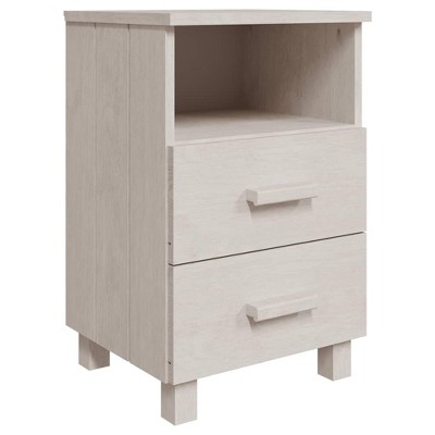 vidaXL Bedside Cabinet HAMAR White 15.7"x13.8"x24.4" Solid Wood Pine