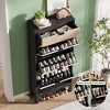 CuisinSmart Shoe Storage Cabinet with 3 Flip Drawers, Narrow Shoe Storage with Adjustable Shelves, Hidden Slim Shoe Rack for Entryway, Black + Oak - 4 of 4