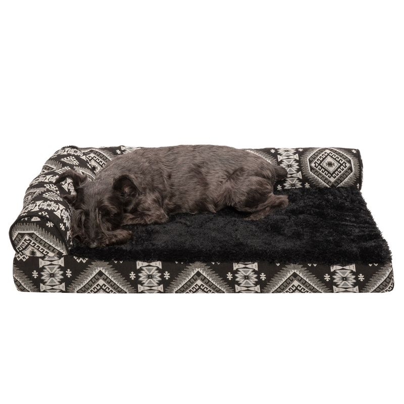FurHaven Southwest Kilim Deluxe Chaise Lounge Orthopedic Sofa-Style Dog Bed, 1 of 4
