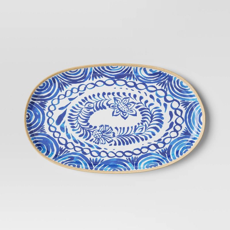 Melamine Oval Serving Platter Blue Print - Threshold&#8482;, 4 of 5