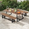 Costway 1/2 PCS Patio 72 " Extra Long Bench Outdoor Long Chair for 4 Weatherproof HDPE Seat Brown - 2 of 4