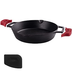 Cuisinel Cast Iron Skillet (10") - Dual Handle Fry Pan w/ Silicone Handle Covers & Scraper - Pre-Seasoned, Oven, Grill, BBQ, Stovetop & Induction Safe - 1 of 4