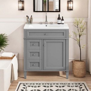 NicBex 30" Bathroom Storage Cabinet with Sink, Bathroom Vanity, 2 Drawers and 1 Spacious Cabinet Door for Bathroom - 1 of 4