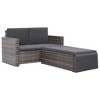 VidaXL 2 Piece Patio Lounge Set with Cushions Poly Rattan Gray - 2 of 4
