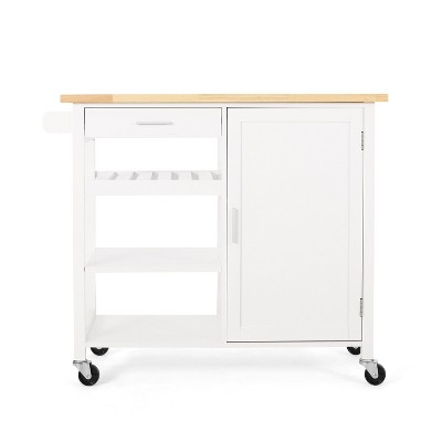 NicBex 41.75Inch Rolling Kitchen Island with 1 Drawer,3 Open Shelves and 1 Door Cabinet