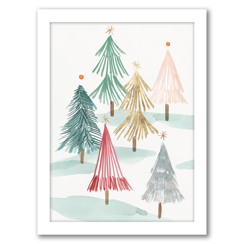 Americanflat Botanical Minimalist Christmas Trees I By Pi Holiday Collection Framed Print Wall Art, 1 of 9