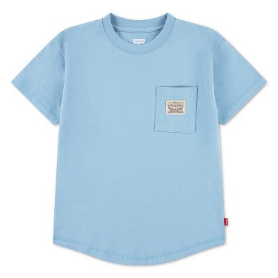 Levi's Boys' Short Sleeve Curved Hem Pocket T-Shirt - Aqua Blue L — фото 3