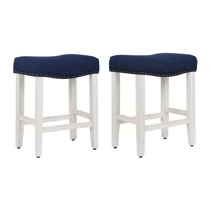 WestinTrends 24" Upholstered Saddle Seat Counter Stool (Set of 2), 3 of 4