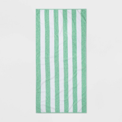 Cabana Striped Beach Towel Green - Sun Squad™