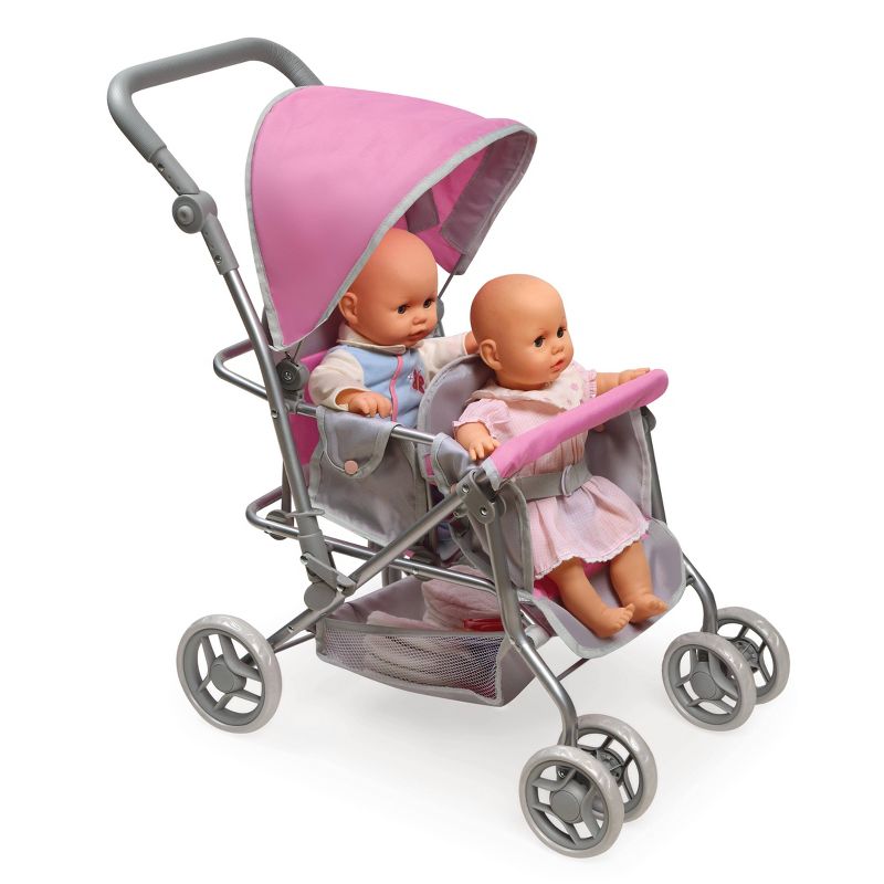 Cruise Folding Inline Double Doll Stroller - Gray/Pink, 6 of 7