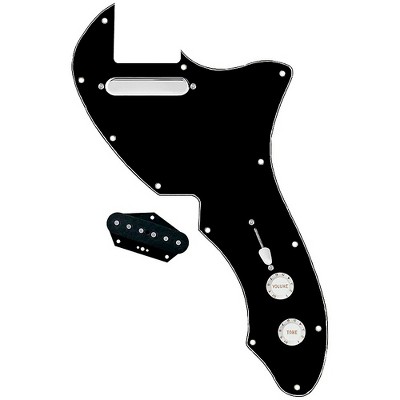 920d Custom '72 Thinline Tele Single Coil Loaded Pickguard With Texas Vintage Pickups & White Knobs Black