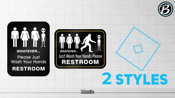 Funny Restroom Sign by Signs Authority Signs - All Gender Trans & Alien Wash Your Hands Please - 11.5"x8.75" Rigid PVC with Rope, 2 of 6, play video