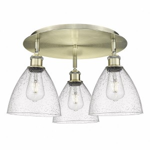 Bristol Glass - 3 Light Flush Mount In Industrial Style-10 Inches Tall and 19.25 Inches Wide - 1 of 1