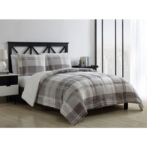 Vcny Home Cole Plaid Faux Fur Comforter Set Target