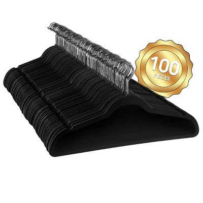 Yaheetech Non Slip Velvet Hangers - 100 Pack Clothes Hanger Hook swivel 360  - Black