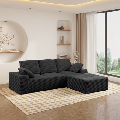 EMPIRE DIGILABS L-Shaped Cloud Sectional Sofa with Deep Seat,No Assembly Required,Modular Couches Sleeper for Living Room,Bedroom,Apartment, BLACK