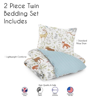 Blue Woodland Animal Microfiber Twin Bedding Set