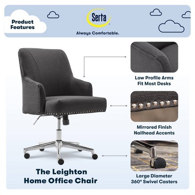 Graphite Fabric Swivel Home Office Chair with Memory Foam