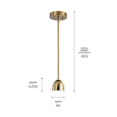 Brushed Natural Brass Mini LED Pendant with Frosted Acrylic Bowl