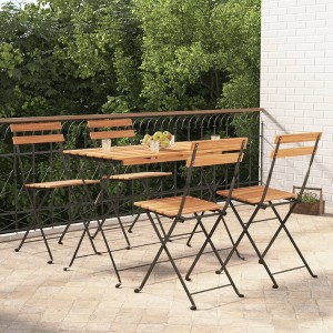 vidaXL 5 Piece Folding Bistro Set Solid Wood Acacia and Steel - 1 of 4