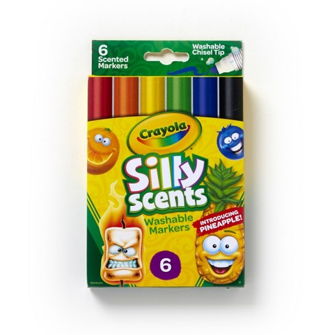 Crayola 6 Silly Scents Scented Washable Chisel Tip Markers Felt Tip Pens 