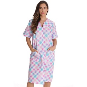 Dreamcrest Short Sleeve Seersucker Duster Housecoat Women Sleepwear - 1 of 3