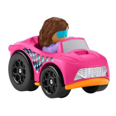 Fisher Price Little People Wheelies 3" Inch Pink Race Car