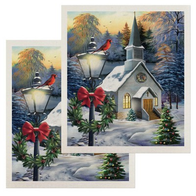 Briarwood Lane Come All Ye Faithful Winter Swedish Dishcloth (2-pack)
