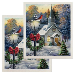 Briarwood Lane Come All Ye Faithful Winter Swedish Dishcloth (2-pack) - 1 of 4