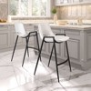 Faux Leather Counter Stool 35.6" H, White With Black Powder Coated Steel Frame and Armrests by Zuo Modern (Set of 2) - 2 of 4
