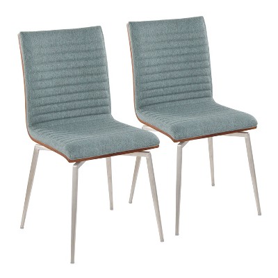 LumiSource Set of 2 Mason Stainless Steel Swivel Dining Chairs